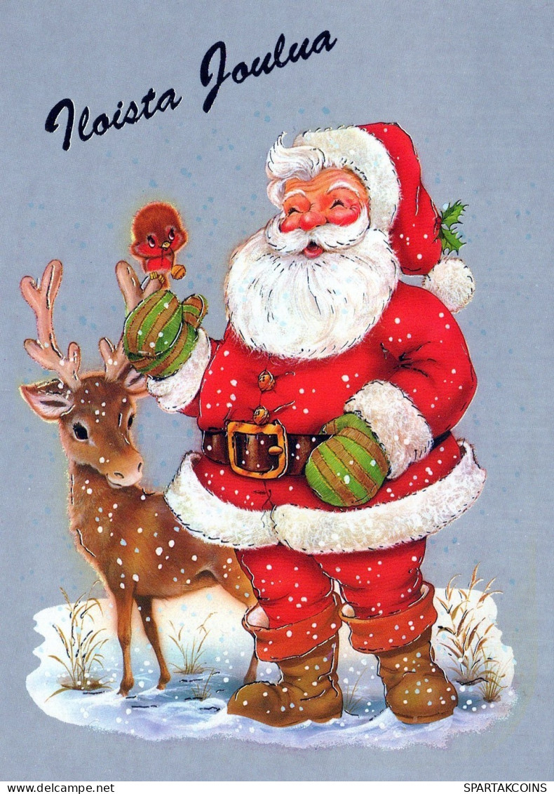 WEIHNACHTSMANN SANTA CLAUS TIERE WEIHNACHTSFERIEN Vintage Postkarte CPSM #PAK529.DE - Kerstman