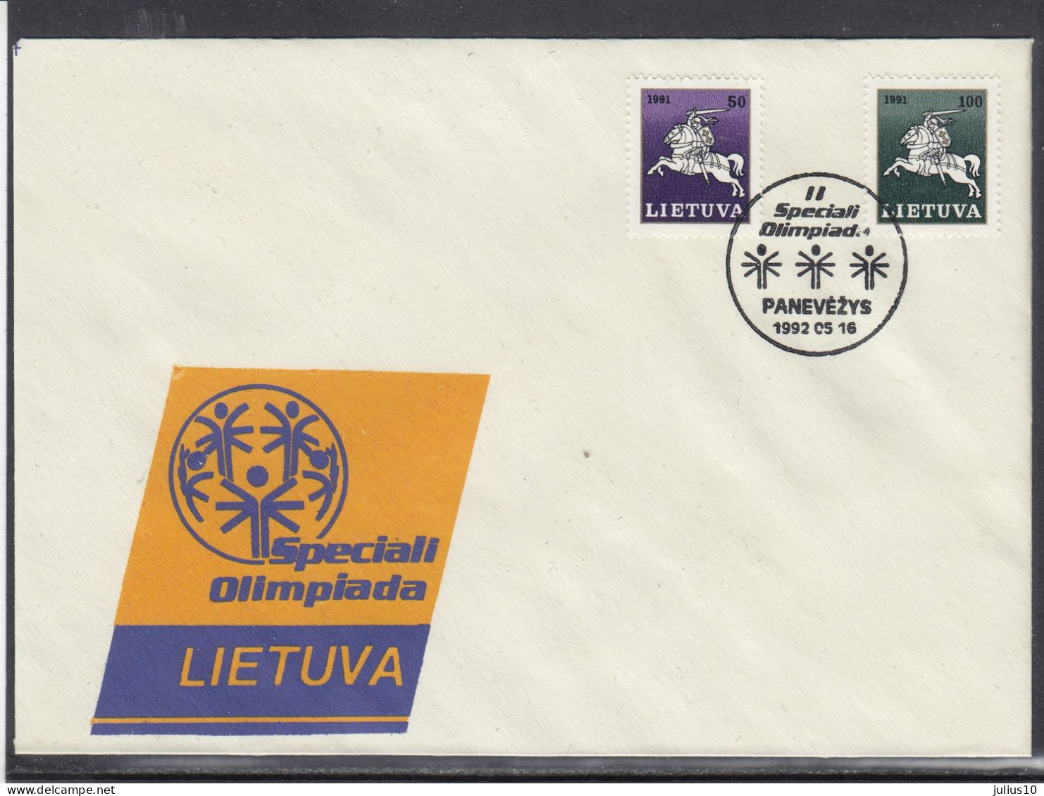 LITHUANIA 1992 Cover Special Cancel Olympic Games #LTV243 - Lituania