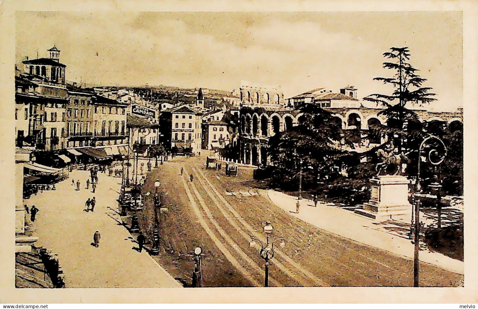 1944-RSI Verona Piazza V.Emanuele Affrancata Con 25c.GNR (difettoso In Alto)+25c - Poststempel