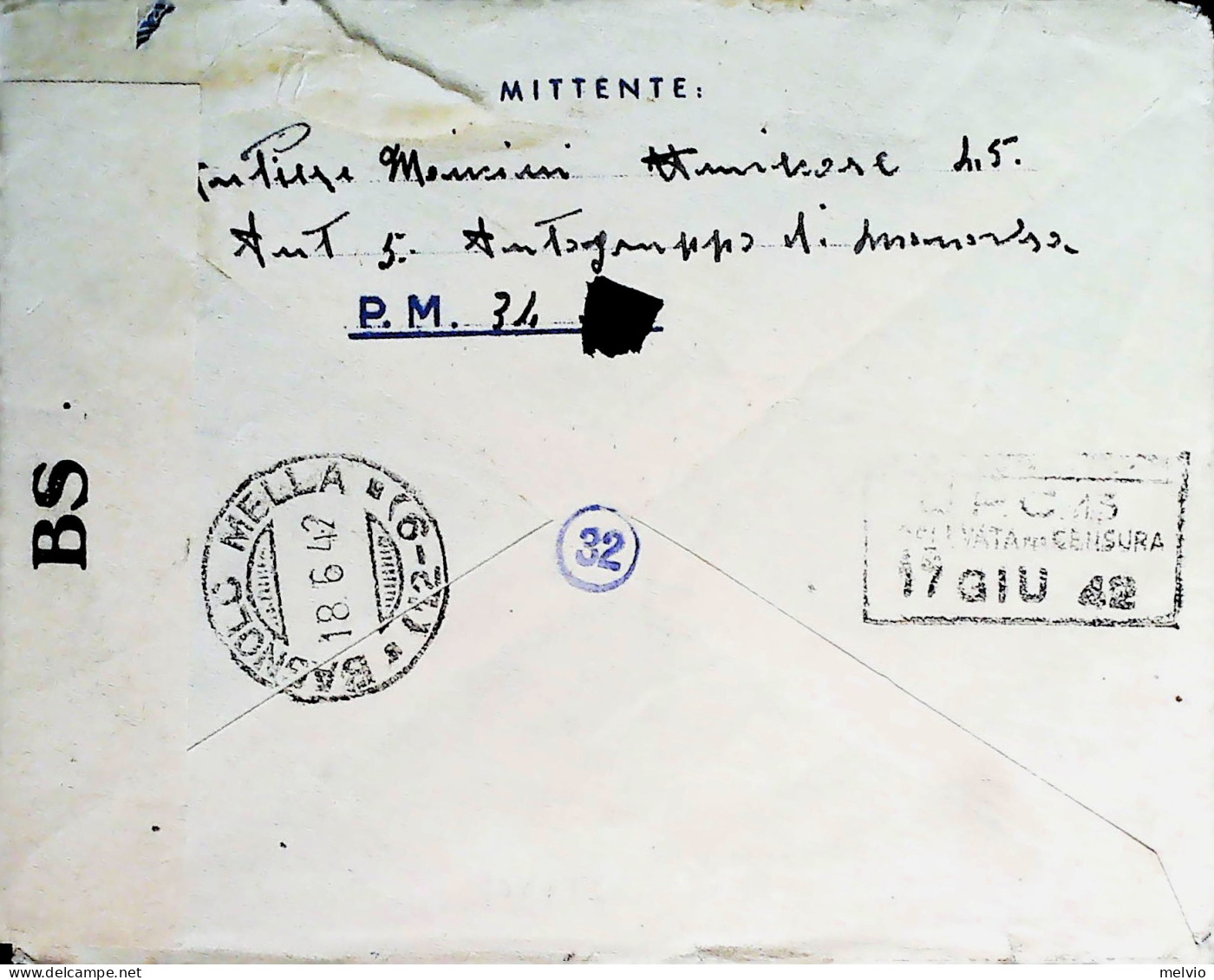 1942-posta Militare XI Concentramento 13.6.42 Libia Censura - Marcophilia