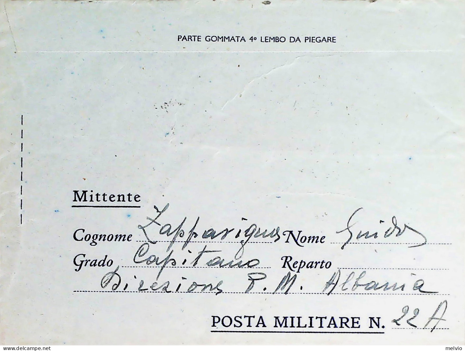 1941-Franchigia Posta Militare Direzione Postale Intendenza Albania 10.8.41 - Storia Postale