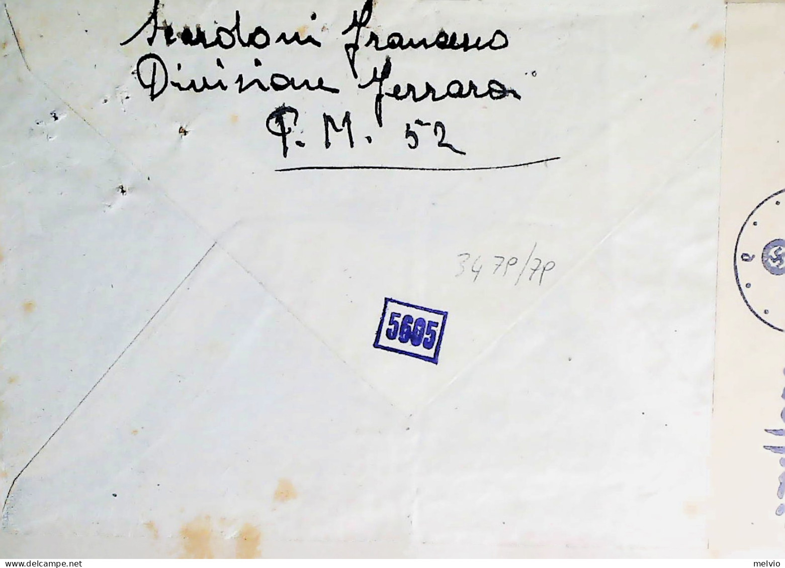 Franchigia Posta Militare 52 Manoscritto Francobolli Imperiale Annullati Feldpos - Storia Postale