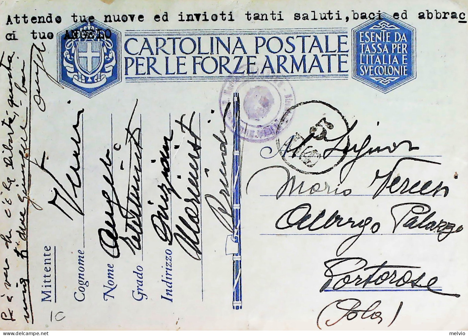 1943-Franchigia Posta Militare Marina Brindisi 7.9.43 Testo Interessante - Storia Postale