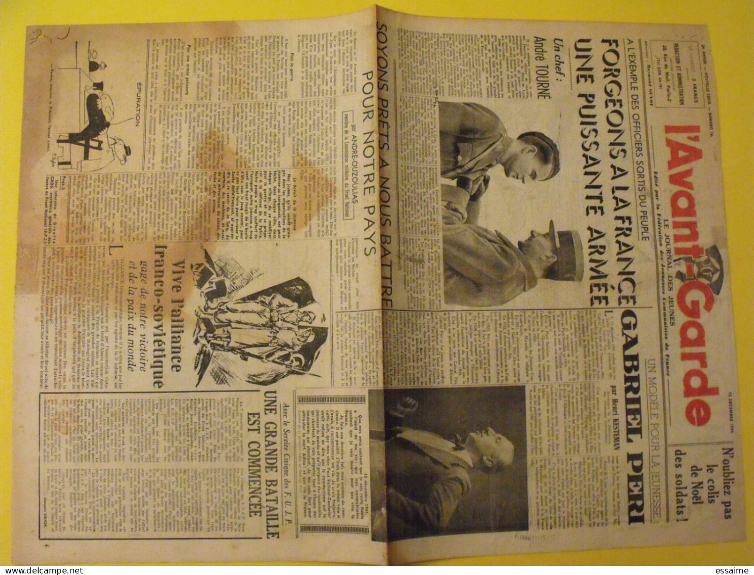 Hebdo L'Avant-Garde, Le Journal Des Jeunes. N° 16 Du 10 Décembre 1944. Tourné Gabriel Peri FUJP Ouzoulias épuration - Guerre 1939-45