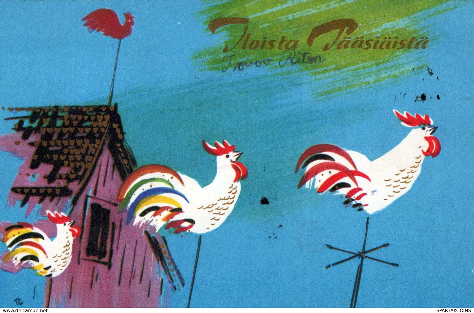 PASQUA POLLO UOVO Vintage Cartolina CPA #PKE389.IT - Ostern