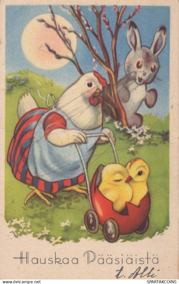 PASQUA POLLO UOVO Vintage Cartolina CPA #PKE326.IT - Ostern