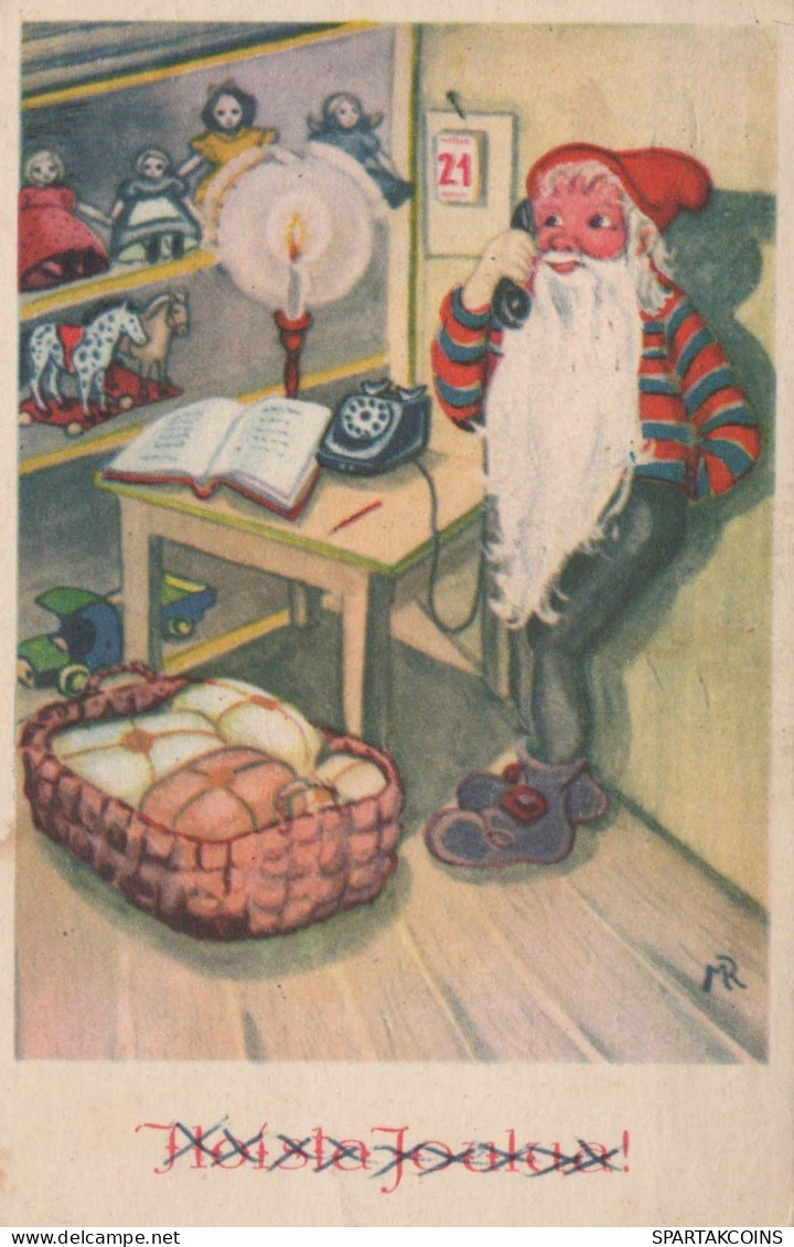 BABBO NATALE Buon Anno Natale Vintage Cartolina CPSMPF #PKG302.IT - Santa Claus