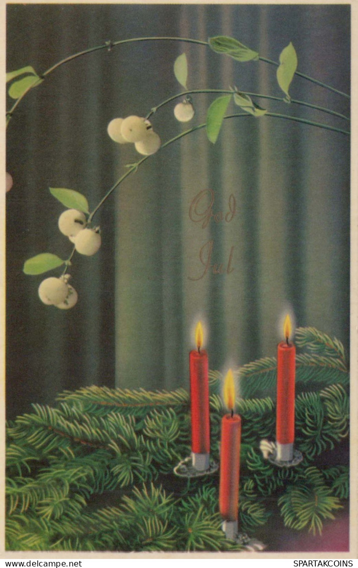 Buon Anno Natale CANDELA Vintage Cartolina CPSMPF #PKD068.IT - New Year
