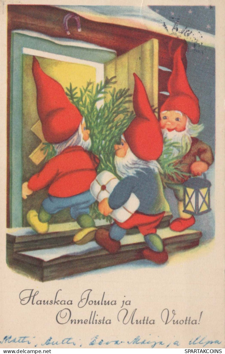 Buon Anno Natale GNOME Vintage Cartolina CPSMPF #PKD374.IT - New Year