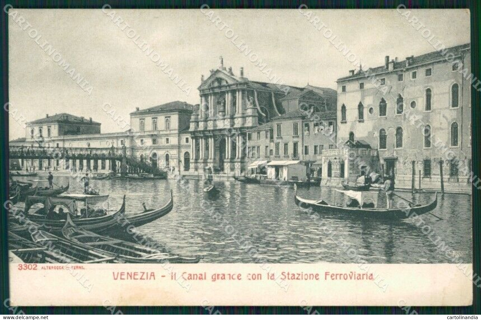 Venezia Città Stazione Gondole Alterocca 3302 Cartolina ZKM8584 - Venezia