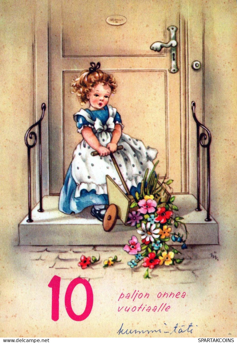 BUON COMPLEANNO 10 Años RAGAZZA BAMBINO Vintage Postal CPSM #PBT764.IT - Birthday