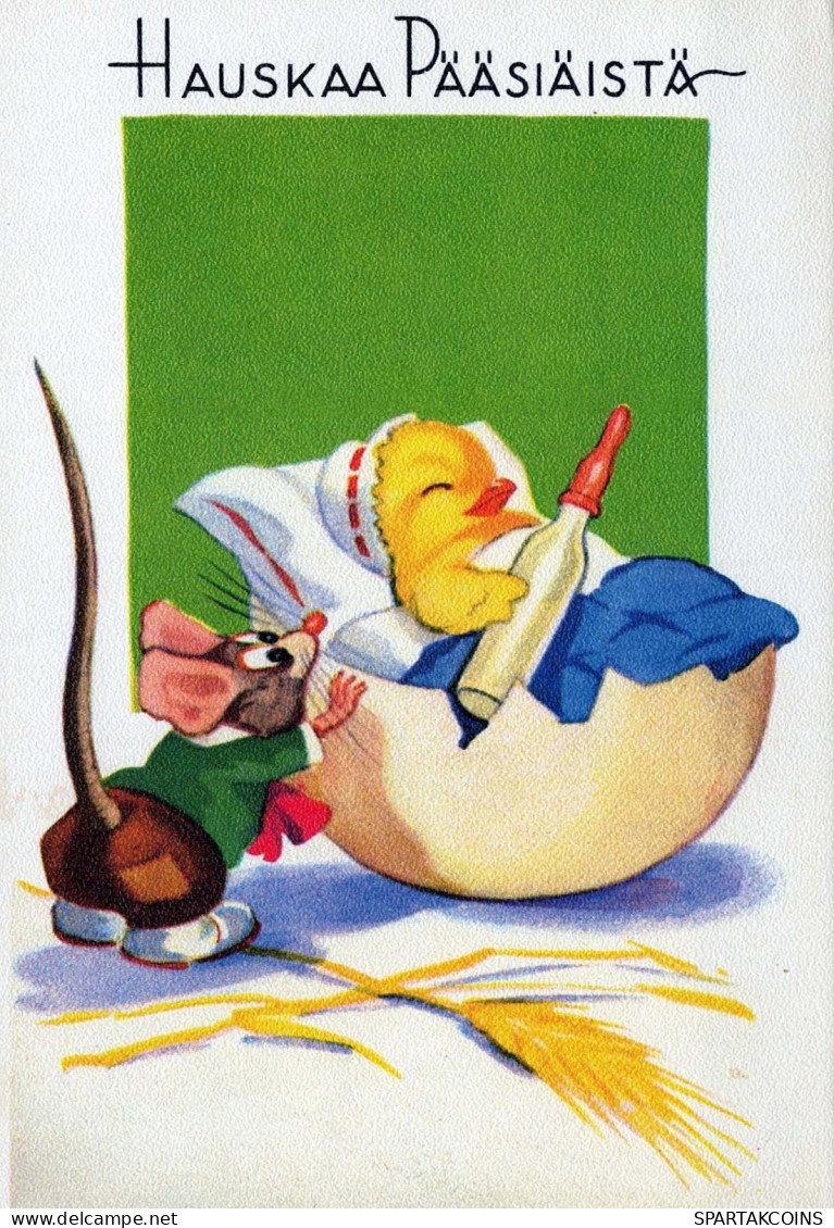 PASQUA POLLO UOVO Vintage Cartolina CPSM #PBP069.IT - Ostern