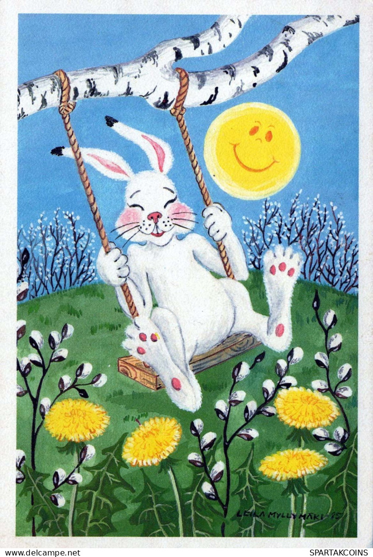 PASQUA CONIGLIO Vintage Cartolina CPSM #PBO438.IT - Easter