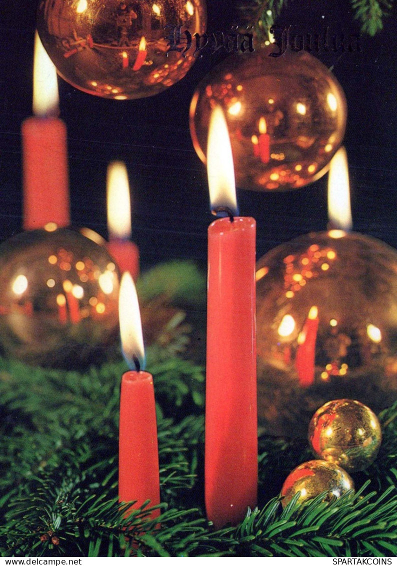 Buon Anno Natale CANDELA Vintage Cartolina CPSM #PAV836.IT - Año Nuevo
