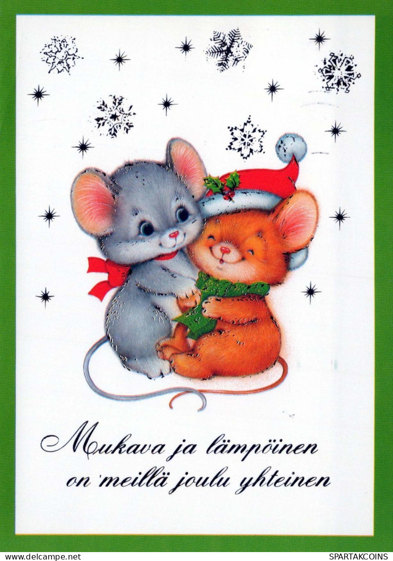 Buon Anno Natale MOUSE Vintage Cartolina CPSM #PAU959.IT - Año Nuevo