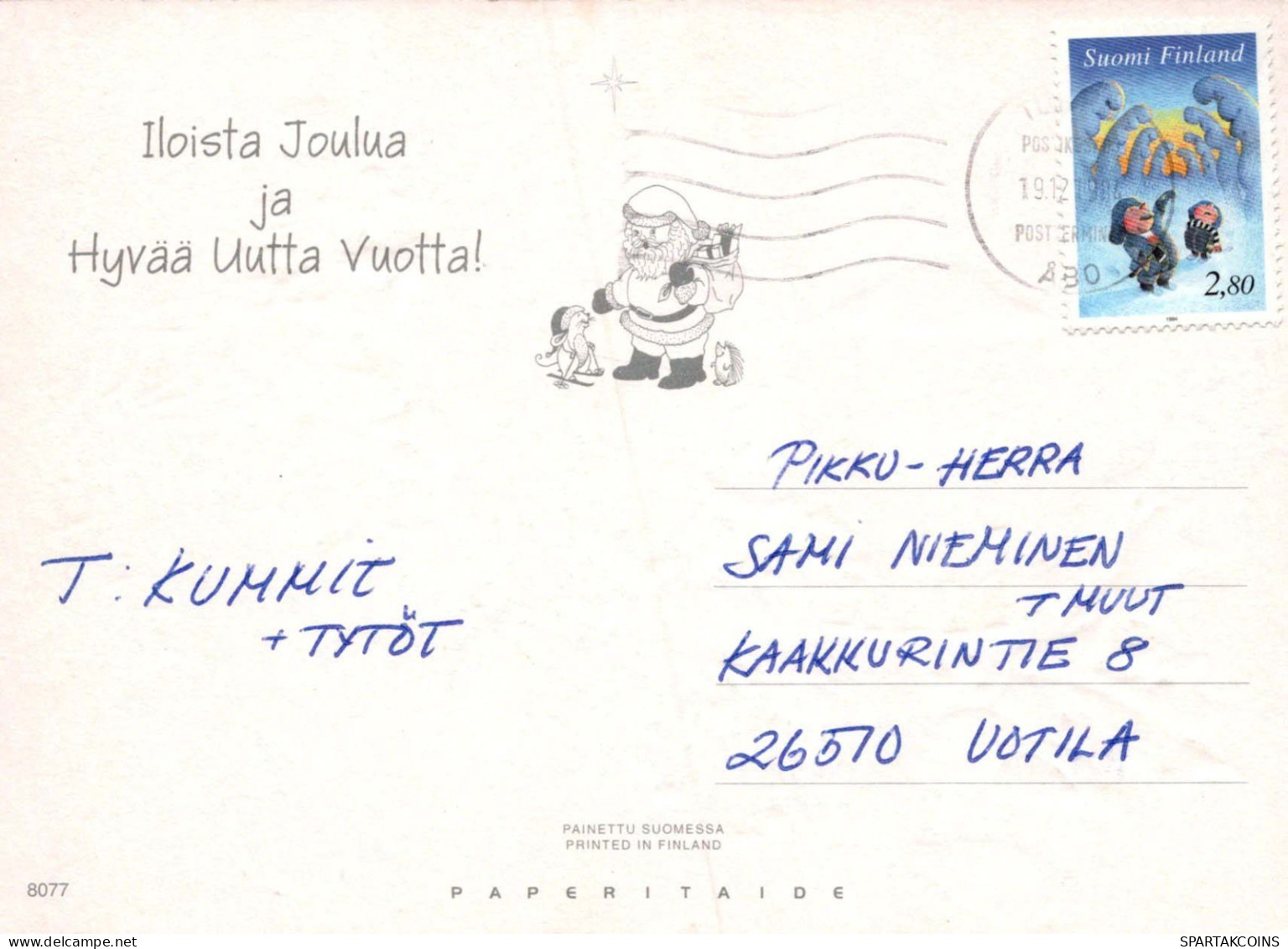 Buon Anno Natale CONIGLIO CANDELA Vintage Cartolina CPSM #PAV026.IT - Año Nuevo