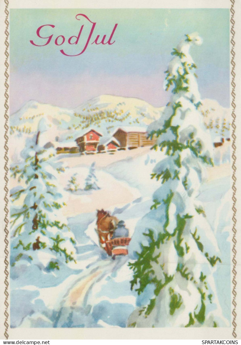 Buon Anno Natale CAVALLO Vintage Cartolina CPSM #PAS971.IT - Año Nuevo