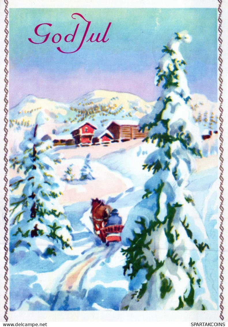 Buon Anno Natale CAVALLO Vintage Cartolina CPSM #PAS971.IT - Año Nuevo