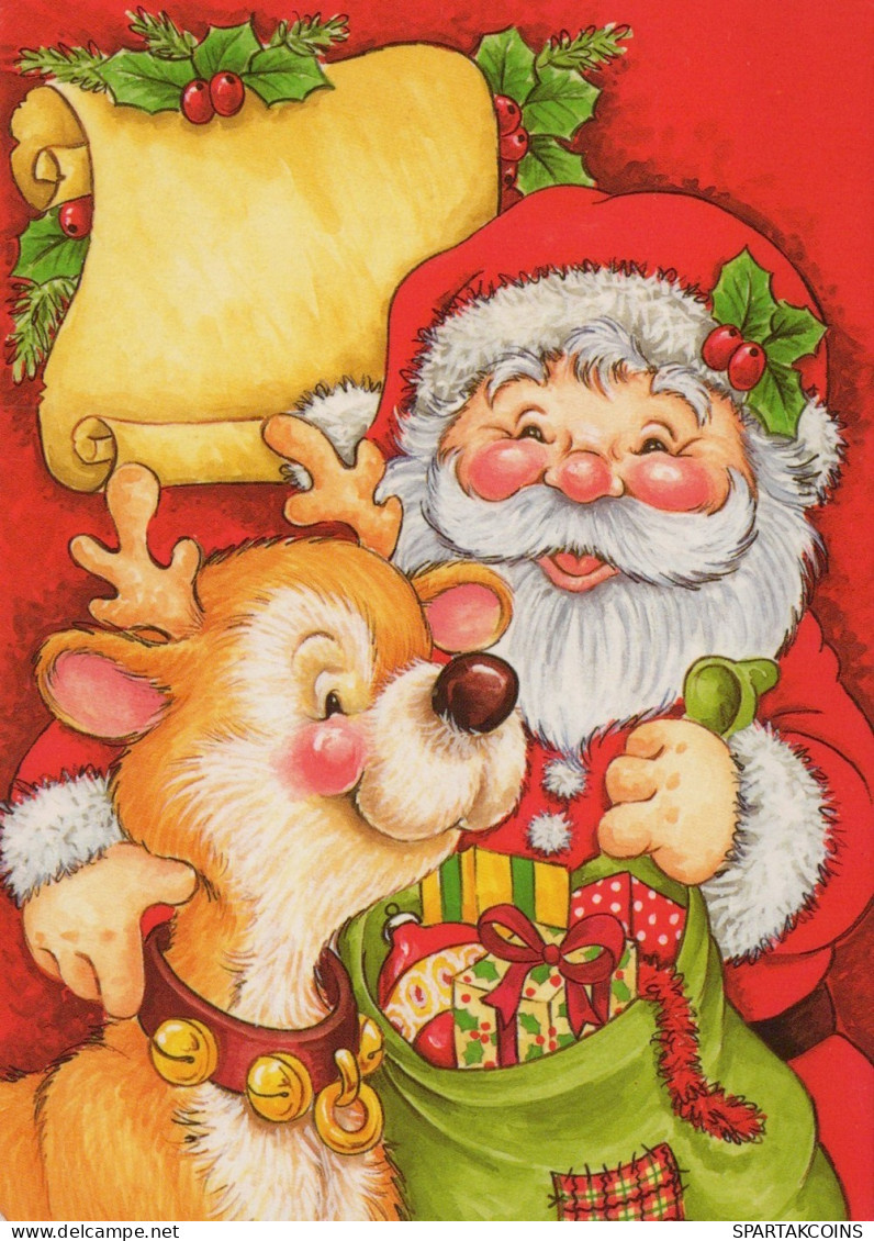 BABBO NATALE Animale Natale Vintage Cartolina CPSM #PAK530.IT - Santa Claus