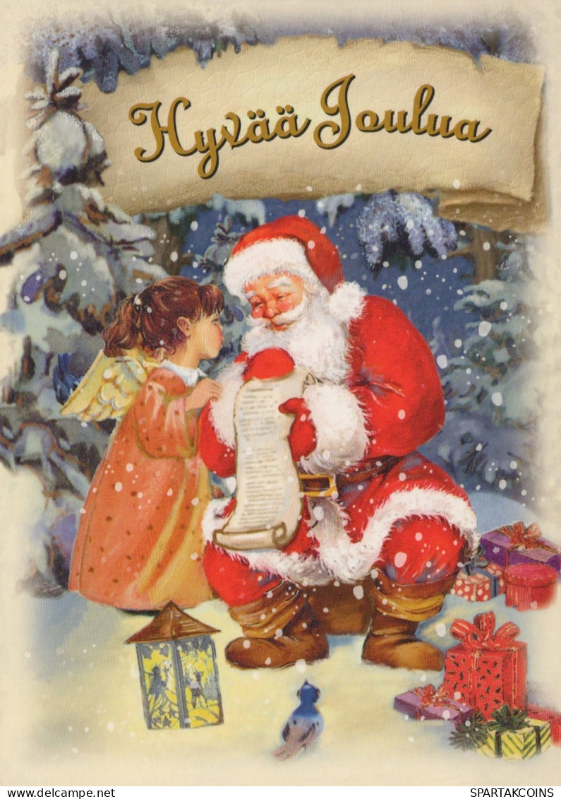 BABBO NATALE ANGELO Buon Anno Natale Vintage Cartolina CPSM #PAK101.IT - Kerstman