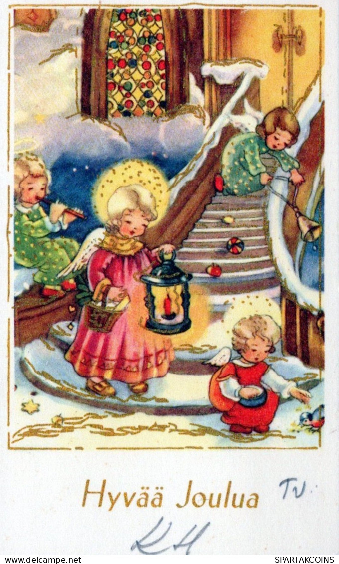 ANGELO Buon Anno Natale Vintage Cartolina CPSMPF #PAG712.IT - Angels