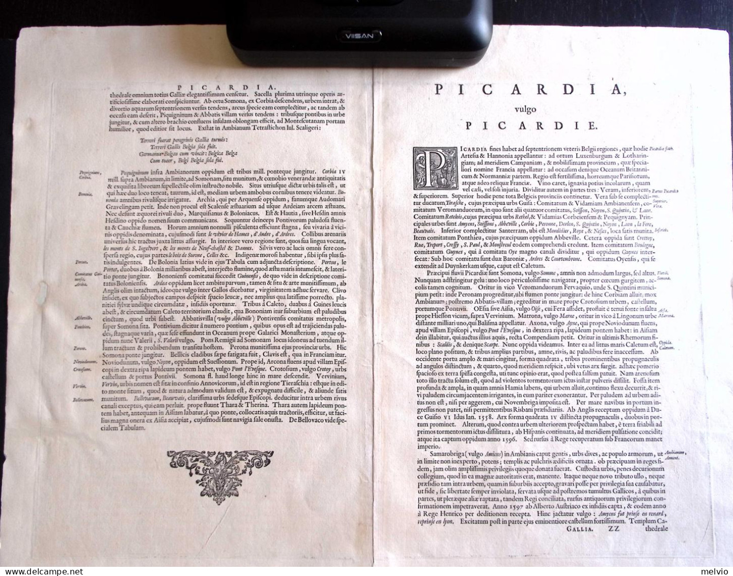 1650-Picardia Regio Belgica Blaeu Dim.38x52cm. - Landkarten