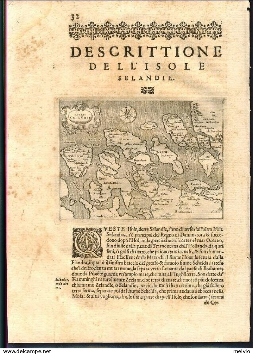 1620-Porcacchi Isole Selandie [Zeeland, Netherlands] Dim.pagina 21x29cm.garantit - Cartes Géographiques