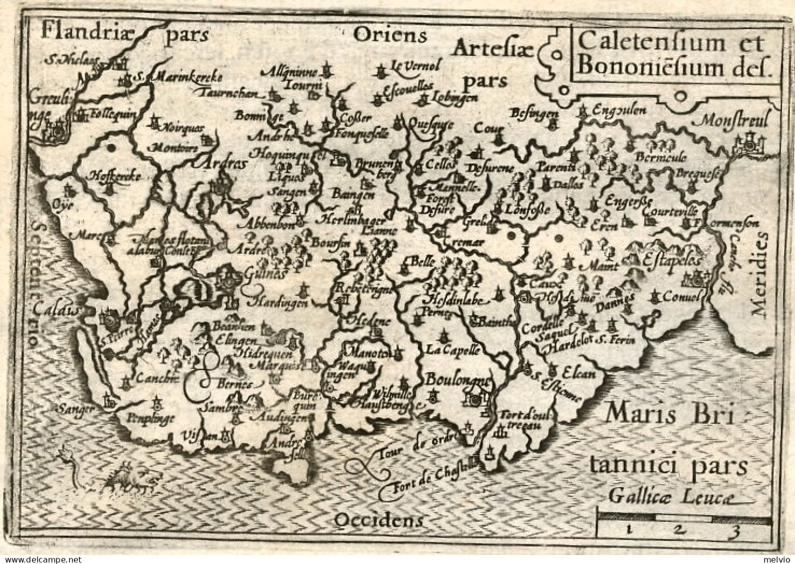 1605-"Caletensium Et Bononiensium"carta Tratta Dalla Prima Edizione Della Cosmog - Cartes Géographiques