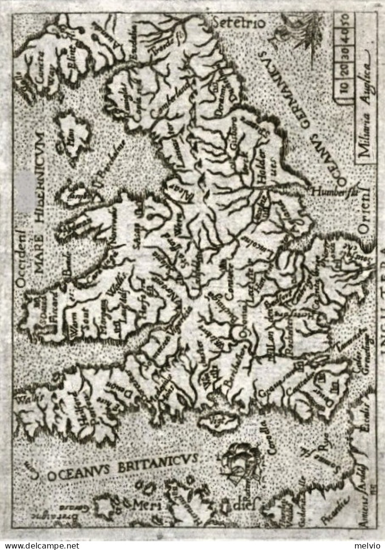 1598-Abrahm Ortelius "Ingiltera Inghilterra Gran Bretagna"pubblicato In Brescia  - Mapas Geográficas