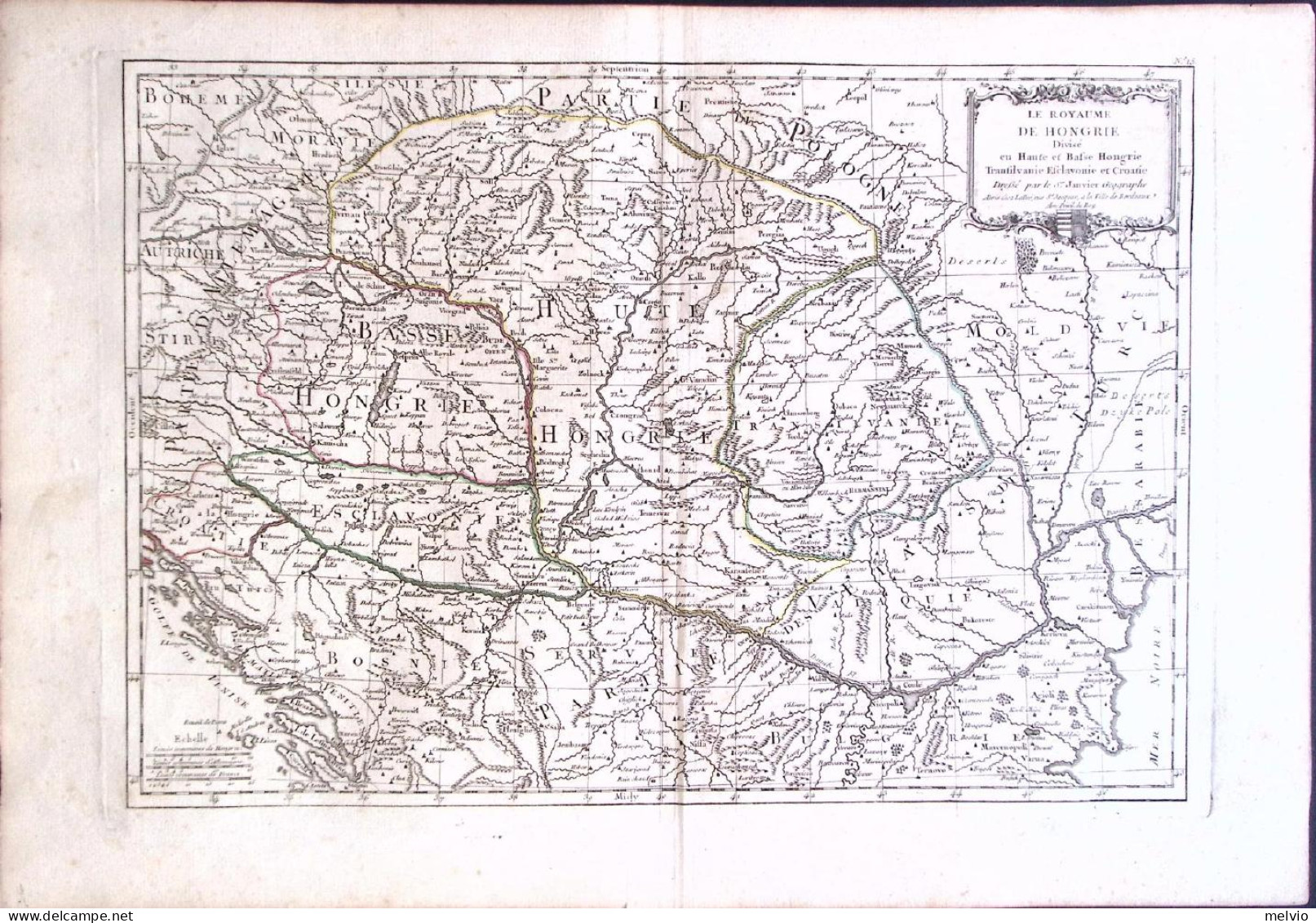 1762-Janvier "Le Royaume De Hongrie Divisè En Haute Et Basse Hongrie, Avec Trans - Cartes Géographiques