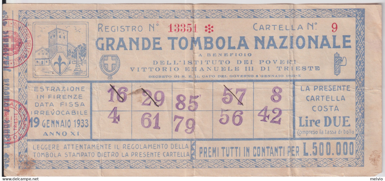 1933-cartella Della Grande Tombola Nazionale Con Estrazione A Firenze - Lotterielose