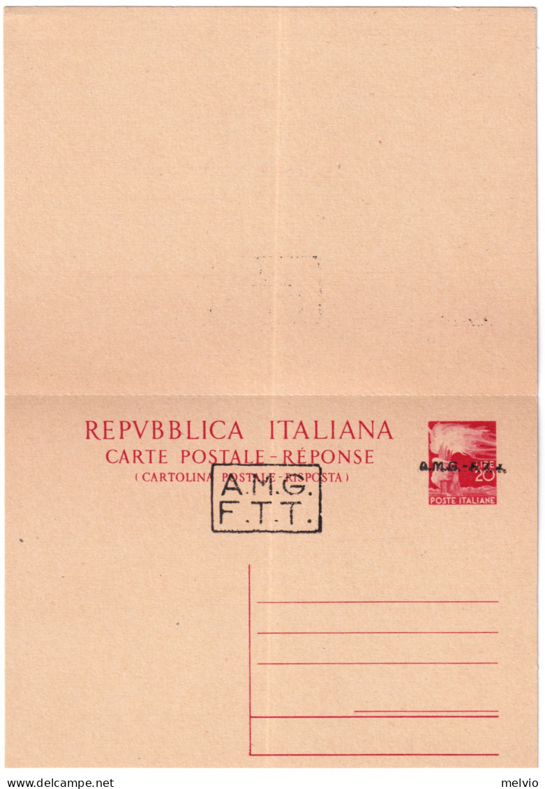 1947-Trieste A Cartolina Postale Con Risposta Pagata L.20+L.20 Democratica Cat.F - Marcophilie