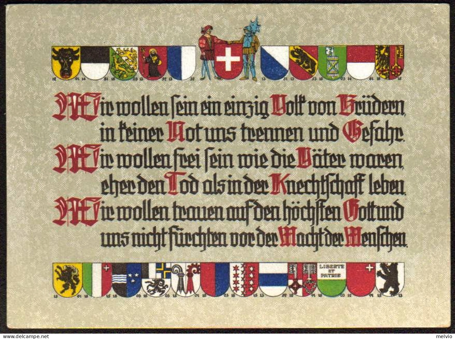 1939-Svizzera Bella Cartolina Con Affrancatura Di Quattro Valori In Lingue Diver - Marcofilie