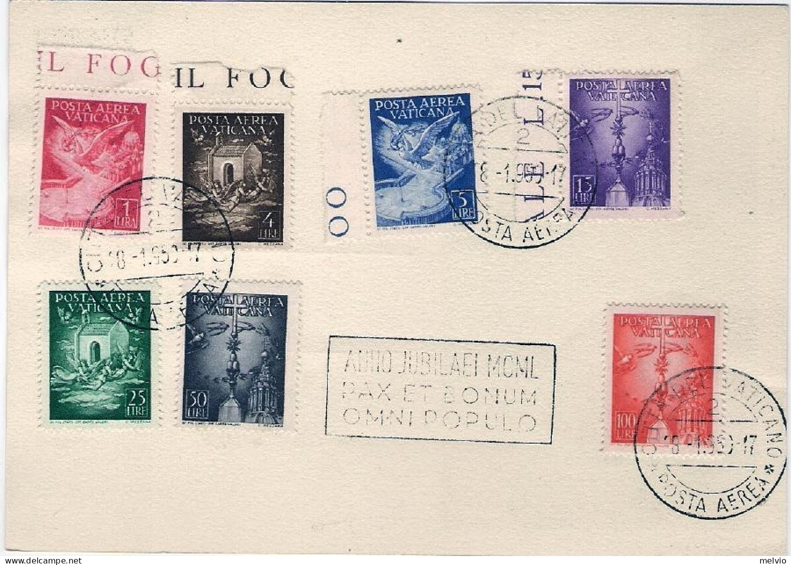 1950-Vaticano CP.da L.13 Fontana 1 Tir.affr. Con S.7v.(posta Aerea 9/15)Annullo  - Postal Stationeries