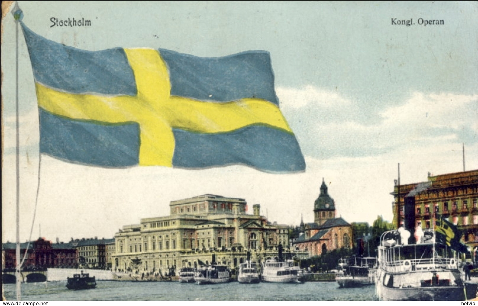 1912-Svezia Stockholm Kongl. Operan Cartolina Diretta A Brescia Con Raro Erinnof - Suède