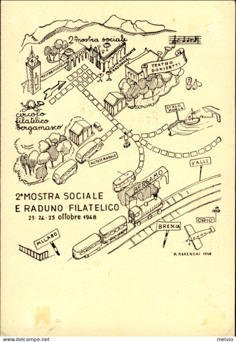 1948-Italia L.25 Donizetti Su Cartolina Fdc Illustrata Con Erinnofilo Della 24^  - FDC