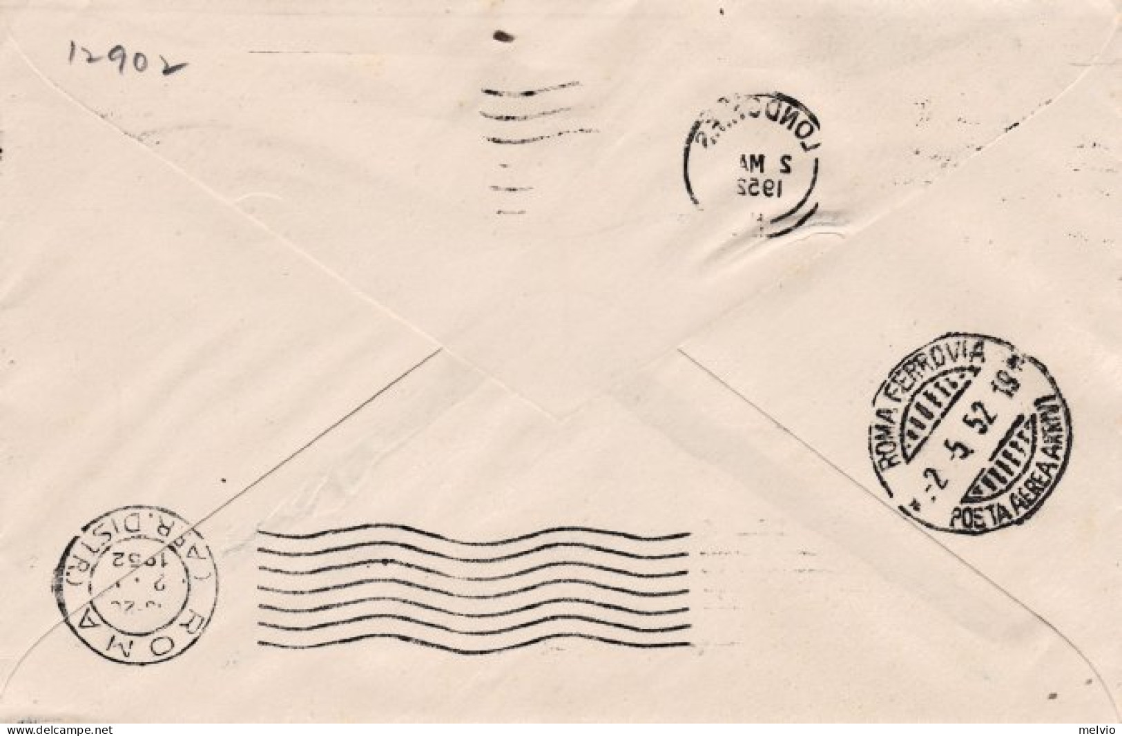 1952-Gran Bretagna Cat.Pellegrini N.446 Euro 220, I^volo BOAC Londra Roma Del 2  - Briefe U. Dokumente
