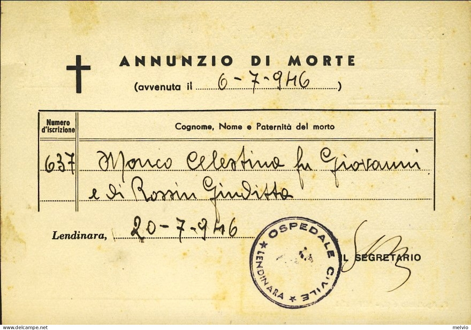 1946-cartolina Ospedaliera Affrancata 60c.arancio Emissione Novara+coppia L.1,20 - Storia Postale
