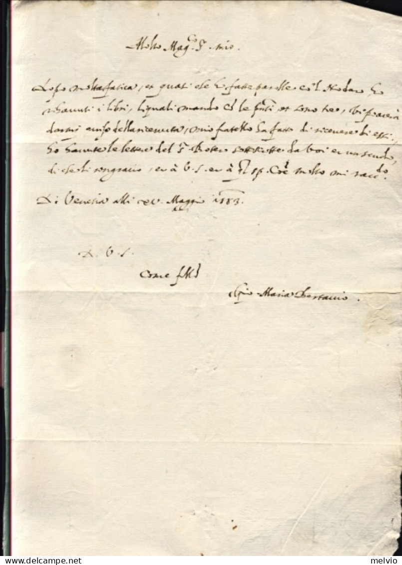 1583-lettera Da Venezia A Salo', Giammaria Bertaccio Recupera Tre Libri, Che Spe - Documentos Históricos