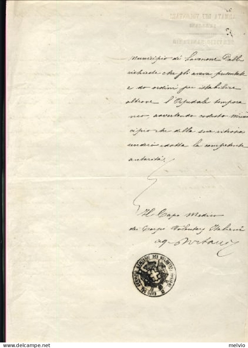 1866-bollo Capo Del Servizio Sanitario Dei Volontari Italiani Su Lettera A Firma - Documents Historiques