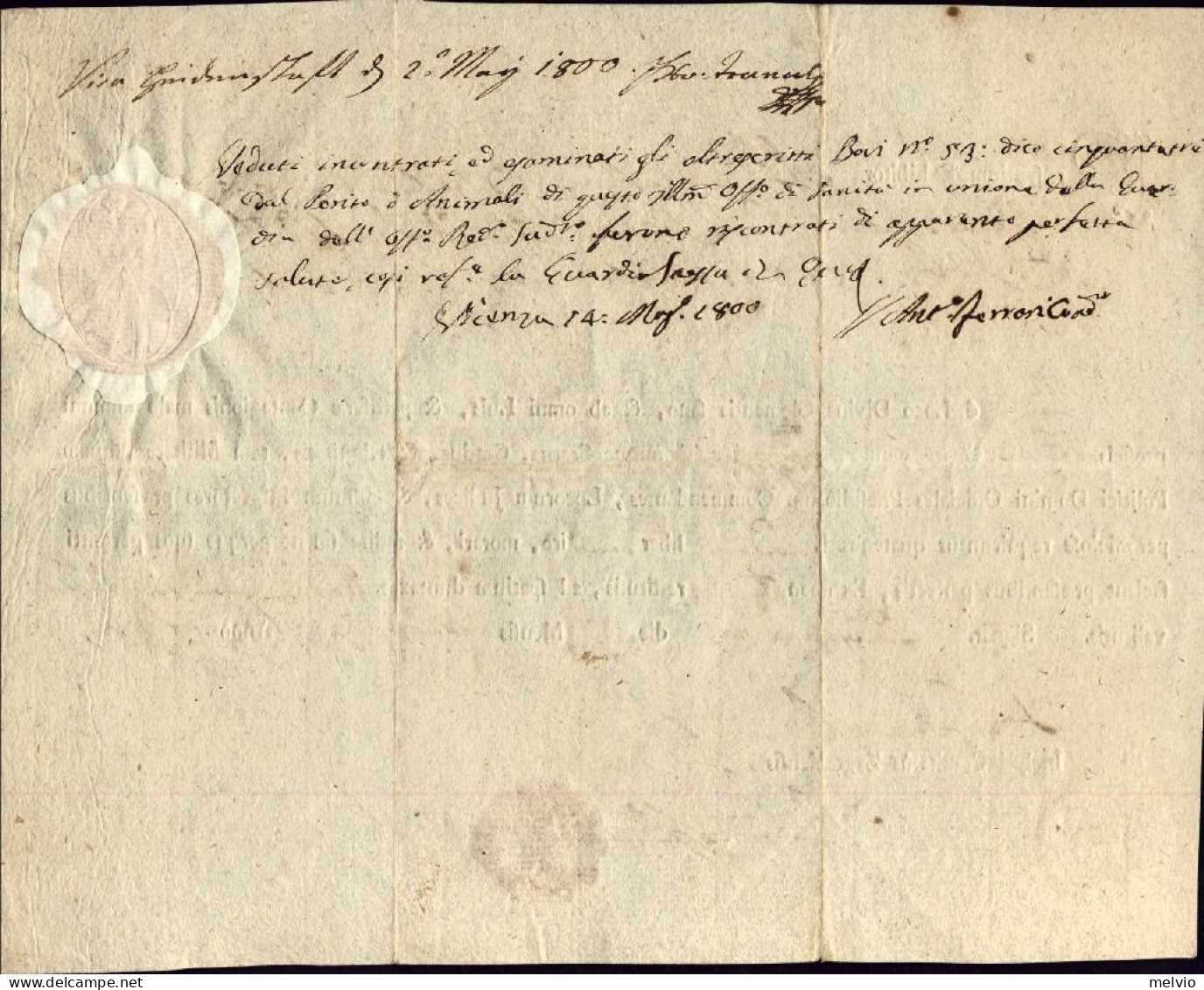 1800-Zagabria Fede Di Sanita' Rilasciata Il 27 Maggio Con In Basso Bollo In Cera - Documents Historiques