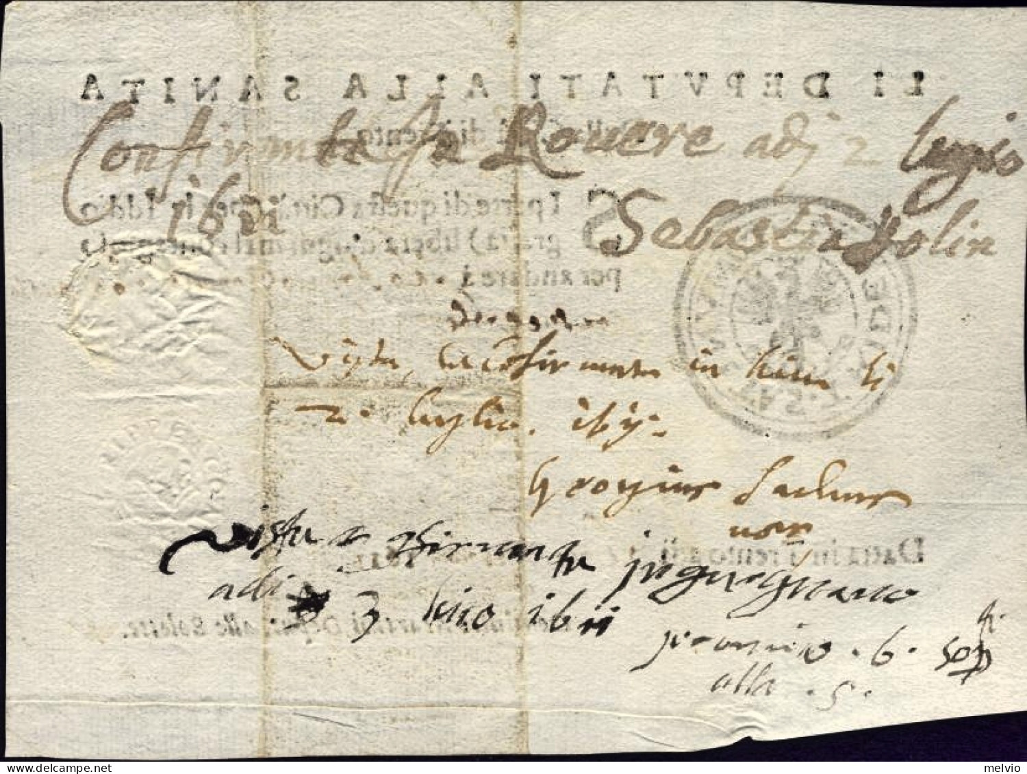 1617-Trento Fede Di Sanita' Li Deputati Alla Sanita Della Citta' Di Trento Timbr - Documentos Históricos