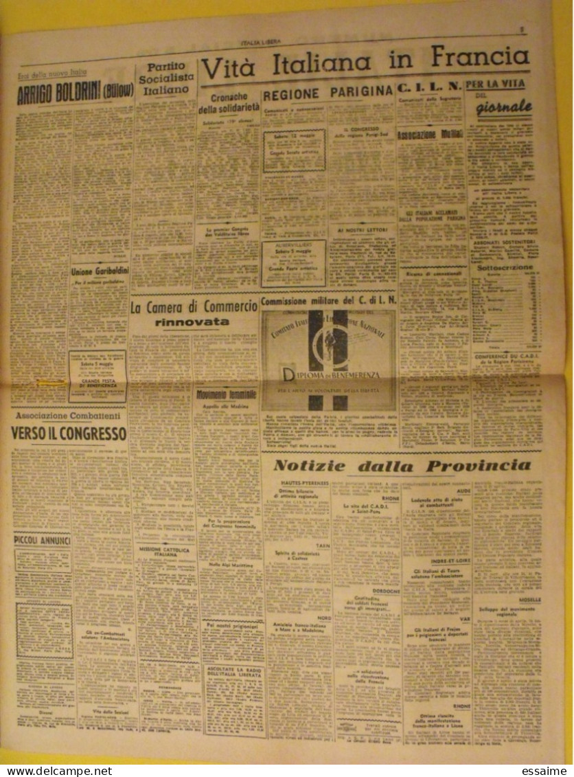 Hebdo Bilingue Italie Libre Italia Libera. Italiens Dans La Clandestinité. N° 18 Du 5 Mai 1945. Mussolini Exécuté. - War 1939-45