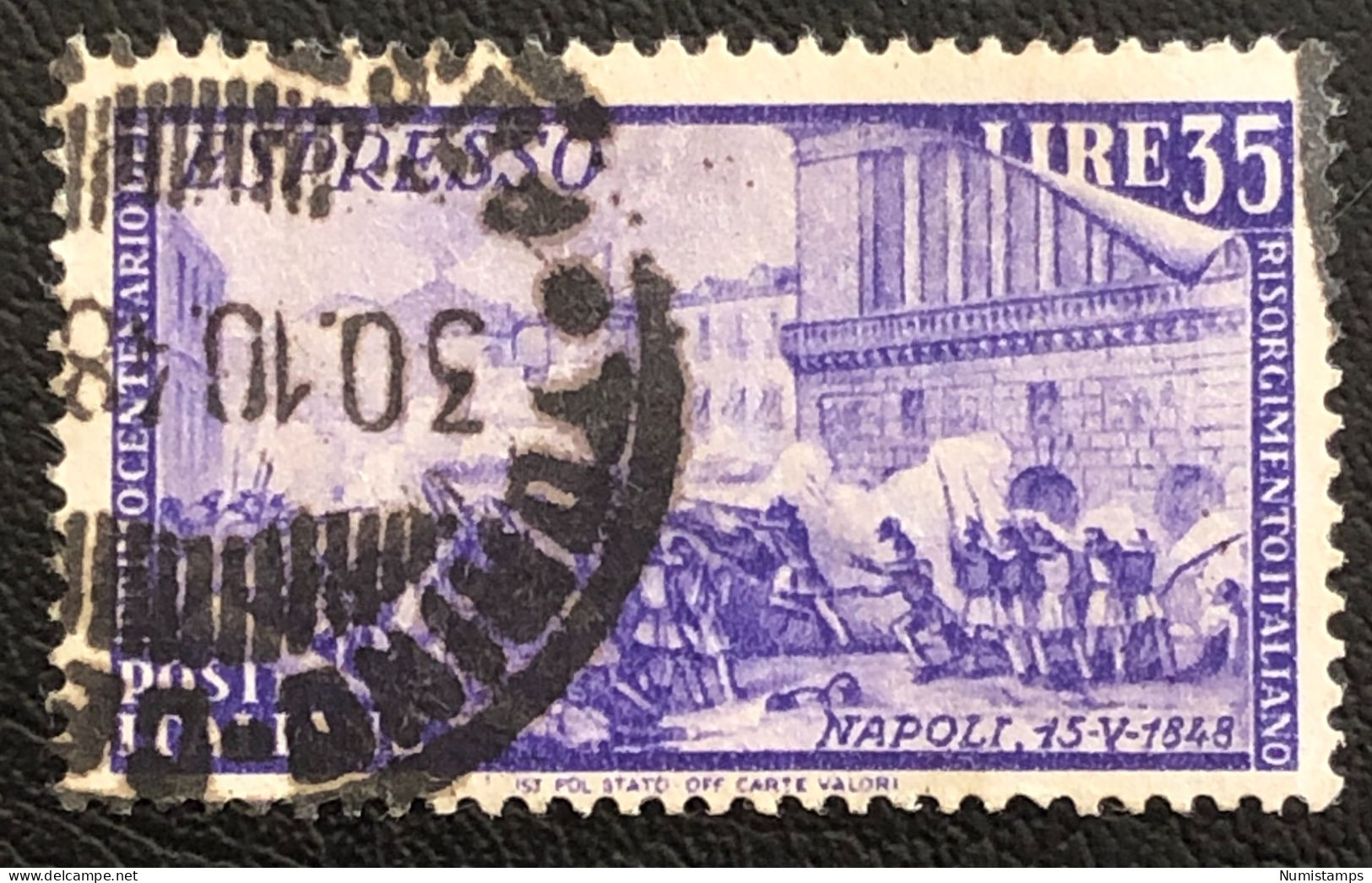 Centenary Of The Risorgimento - 35 Lire - Naples Riots - 1948 - ITALY - 1946-60: Oblitérés