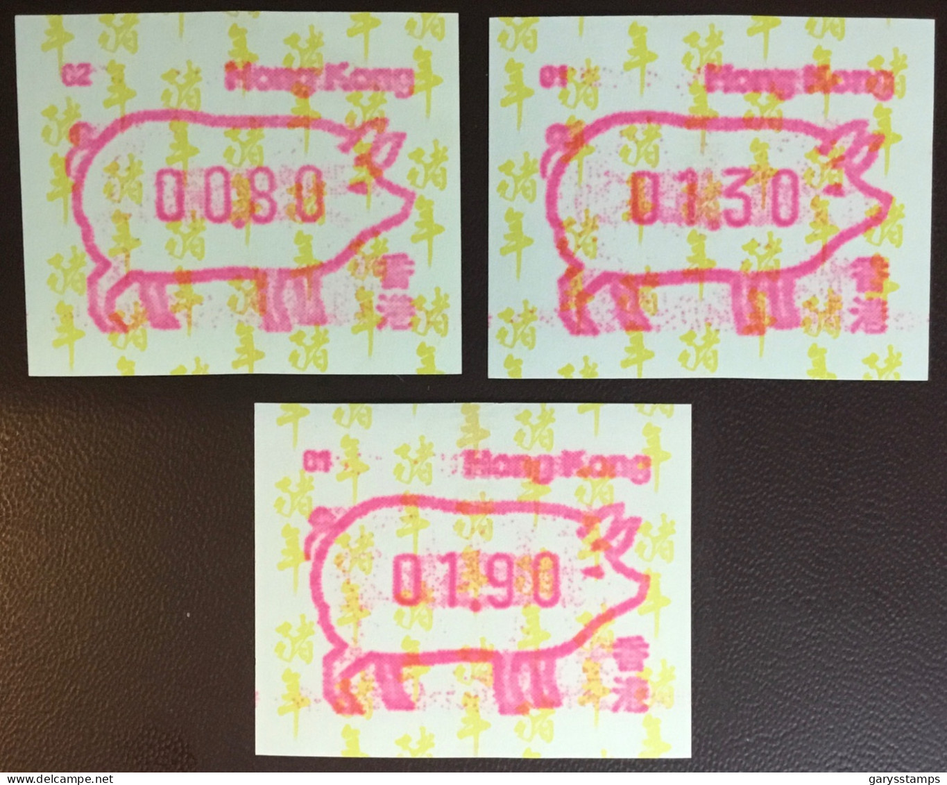 Hong Kong 1995 Year Of The Pig Frama Machine Labels 3 Values MNH - Unused Stamps