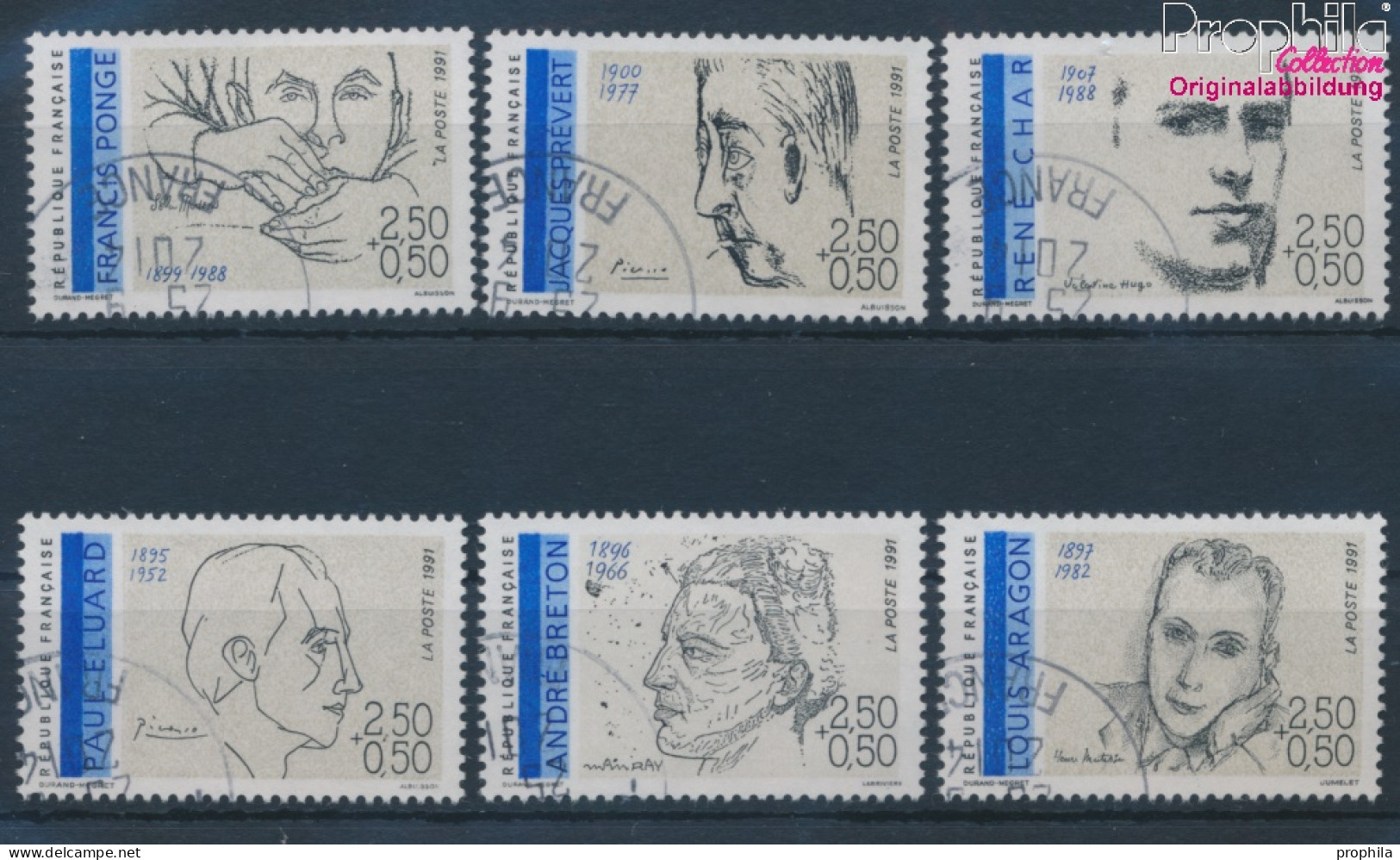 Frankreich 2819-2824 (kompl.Ausg.) Gestempelt 1991 Schriftsteller (10387937 - Usados