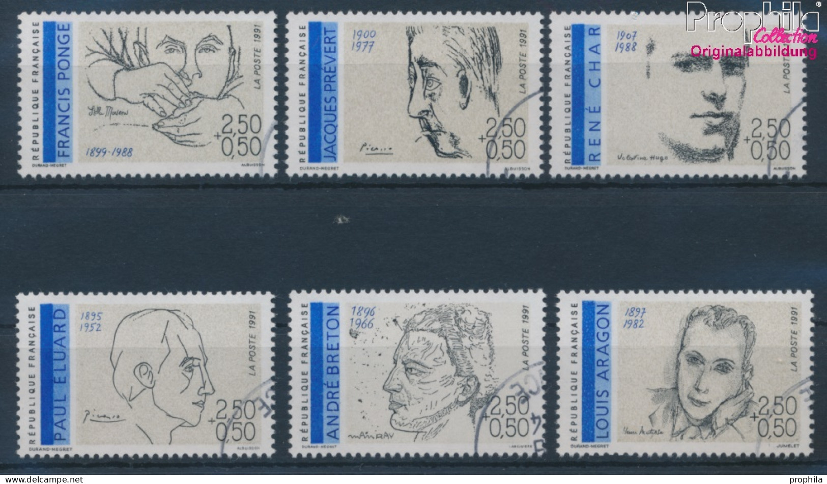 Frankreich 2819-2824 (kompl.Ausg.) Gestempelt 1991 Schriftsteller (10387938 - Used Stamps