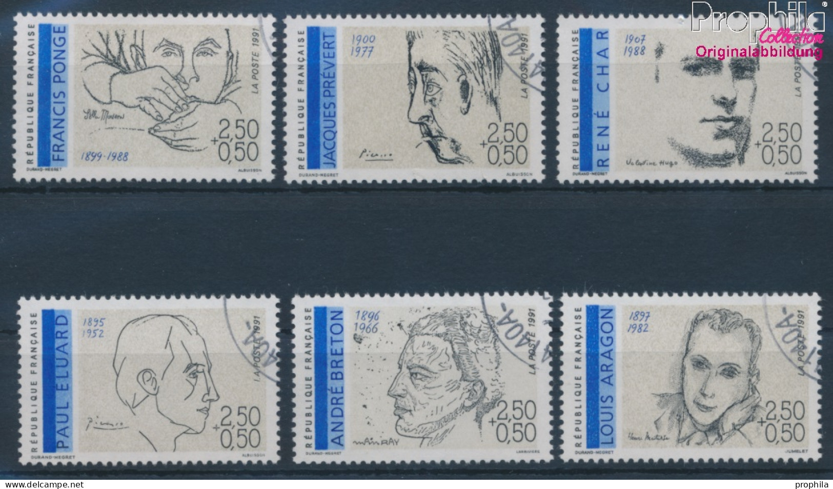 Frankreich 2819-2824 (kompl.Ausg.) Gestempelt 1991 Schriftsteller (10387939 - Used Stamps