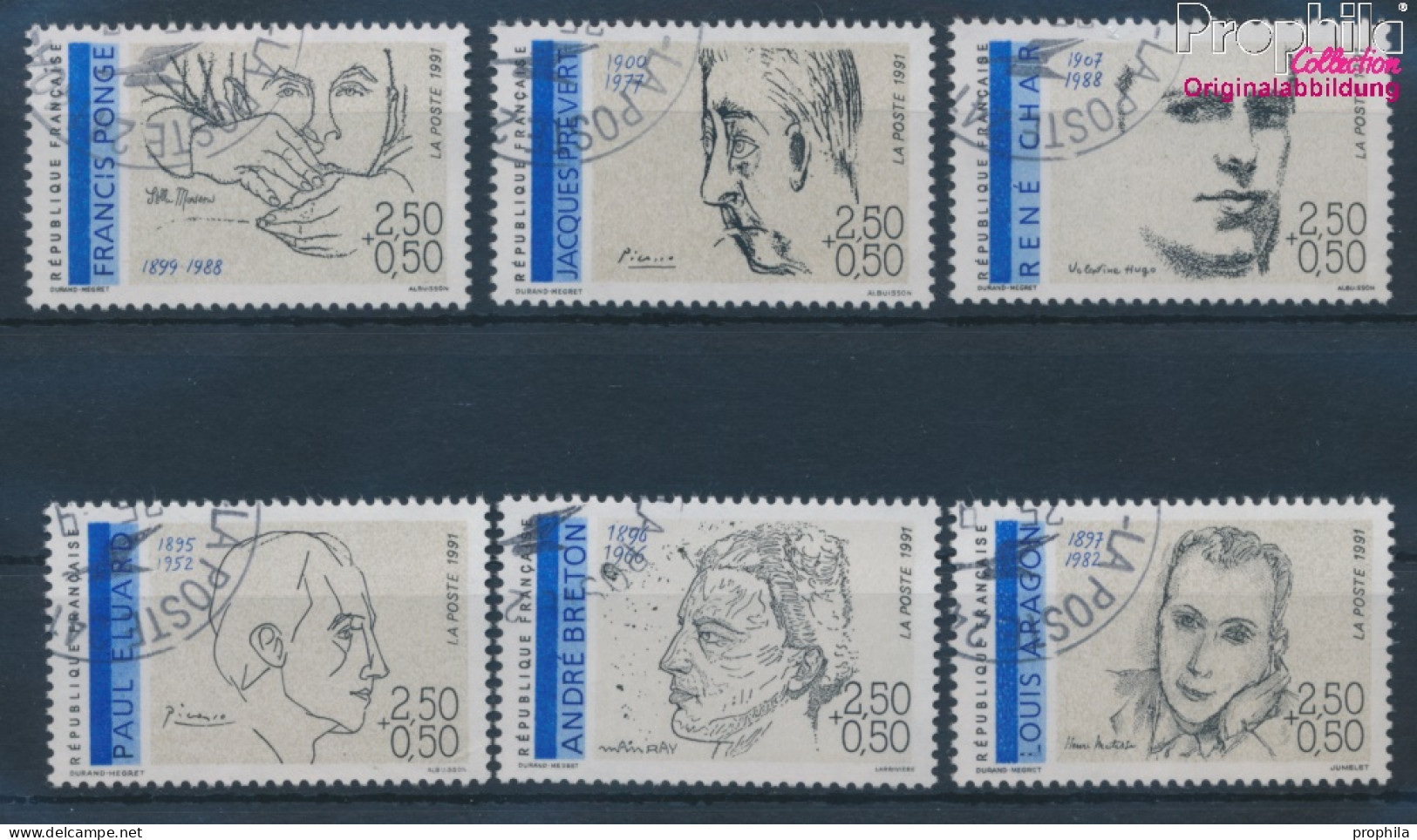 Frankreich 2819-2824 (kompl.Ausg.) Gestempelt 1991 Schriftsteller (10387940 - Usados