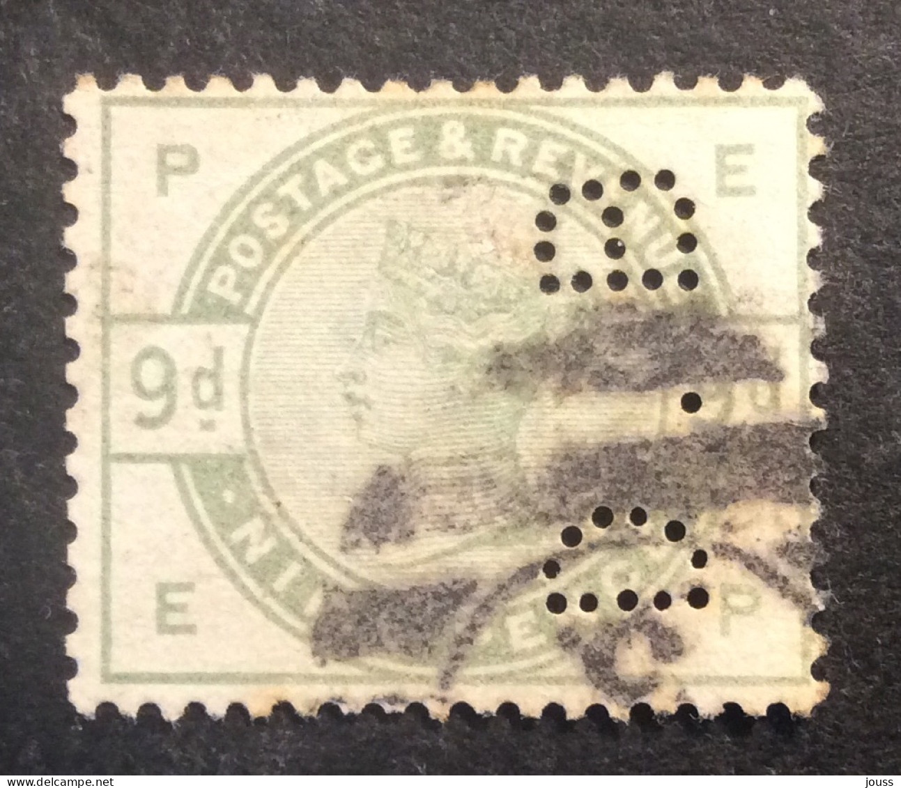 GB82 Victoria 9 P Vert YT 84 PERFORÉ « DB » Couronne Oblitéré - Used Stamps